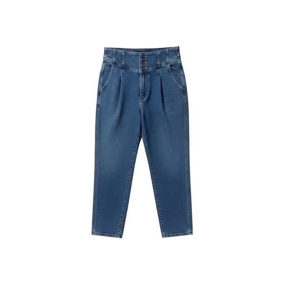 Hollister Denim - Hollister Ultra High Rise 80's Mom Jeans Vintage Stretch Button Fly Blue Denim